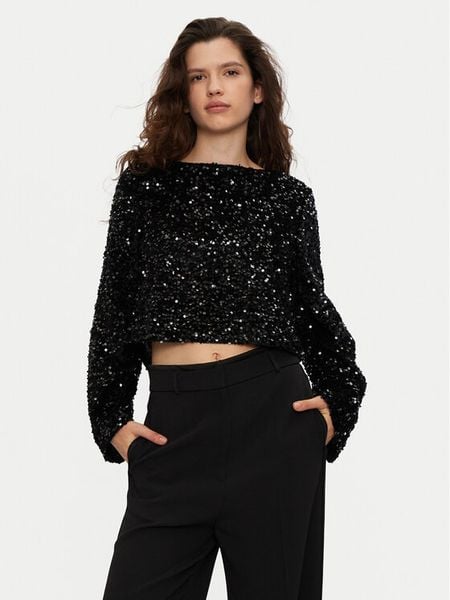 JDY Bluzka Sara 15337655 Czarny Regular Fit. Czarne bluzki damskie JDY, xl, bez wzorów, z syntetyku, bez kołnierzyka, bez ramiączek. Za 139.99 zł.