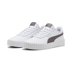 Damskie sneakersy Carina 3.0 PUMA White Raisin Purple. Białe obuwie sportowe damskie Puma, bez wzorów, tenisowe. Za 279.00 zł.