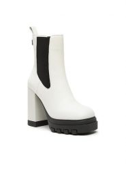 Tommy Jeans Botki Tjw High Heel Chelsea EN0EN02306 Biały. Białe botki damskie Tommy Jeans, z jeansu, bez obcasa, na słupku, bez zapięcia. Za 639.99 zł.