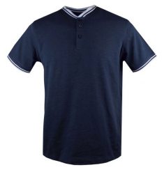 Męski T-Shirt, Dekolt z Guzikami - Pako Jeans - Kolor Granatowy. Niebieskie t-shirty męskie Pako Jeans, l, bez wzorów, z bawełny, casualowe, bez kołnierzyka. Za 89.00 zł.