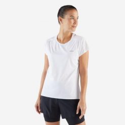 Koszulka do biegania damska Kiprun Run 900 Light. Białe koszulki sportowe damskie KIPRUN, m, bez wzorów, z elastanu, sportowe, bez kołnierzyka. W wyprzedaży za 89.99 zł.