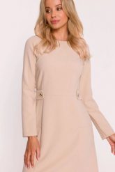 Elegancka sukienka trapezowa z patkami w talii beżowa. Brązowe sukienki dla dziewczynek Stylove, z aplikacjami, z poliesteru, biznesowe, bez ramiączek, długie. Za 349.00 zł.