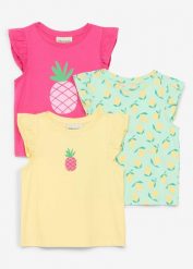 Top z czystej bawełny organicznej (3 szt.). Zielone t-shirty i topy dla dziewczynek bonprix, bez wzorów, z bawełny, bez ramiączek. Za 79.99 zł.