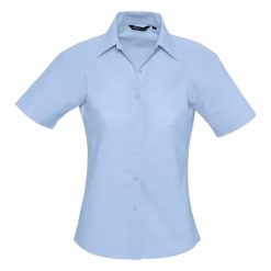Bluzka Z Krótkim Rękawem Elite Oxford Dla Pań I Panów. Niebieskie bluzki damskie SOL'S, s, bez wzorów, casualowe, bez kołnierzyka, bez ramiączek. Za 130.99 zł.