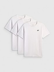 4F T-shirt regular gładki męski (3-pack) - biały L. Białe t-shirty męskie 4f, l, bez wzorów, z bawełny, biznesowe, bez kołnierzyka. Za 129.99 zł.