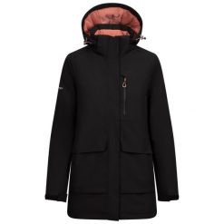 Damska Kurtka Wodoodporna Hosho. Czarne kurtki damskie Trespass, bez wzorów, bez kaptura, trekkingowe. Za 391.99 zł.