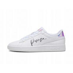 Buty na co dzień młodzieżowe PUMA SMASH 3.0L. Biała obuwie sportowe damskie Puma, bez wzorów, ze skóry, trekkingowe. Za 200.00 zł.