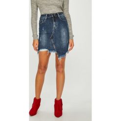 Answear - Spódnica. Niebieskie spódnice damskie ANSWEAR, s, bez wzorów, z bawełny, z podwyższonym stanem, mini, asymetryczne. W wyprzedaży za 99.90 zł.