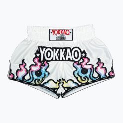 Spodenki treningowe męskie YOKKAO Flames CarbonFit. Białe krótkie spodenki sportowe męskie YOKKAO, m, bez wzorów, z materiału, na fitness i siłownię. Za 299.99 zł.