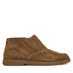 Trzewiki Tommy Hilfiger. Brązowe botki męskie Tommy Hilfiger, bez wzorów, bez zapięcia. Za 389.99 zł.