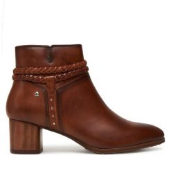Botki Pikolinos. Brązowe botki damskie Pikolinos, bez obcasa, na słupku, bez zapięcia. Za 499.99 zł.
