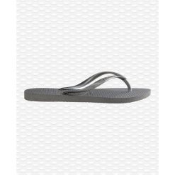 Klapki damskie Havaianas Slim. Szare klapki damskie Havaianas, bez wzorów, z gumy, eleganckie, bez obcasa. Za 94.70 zł.