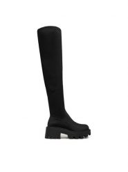 DeeZee Kozaki 67091-8H Czarny. Czarne kozaki damskie DeeZee, z materiału, bez obcasa, na płaskiej podeszwie. Za 249.99 zł.