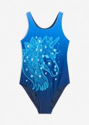 Kostium kąpielowy. Niebieskie stroje kąpielowe dla dziewczynek bonprix, bez wzorów. Za 69.99 zł.