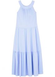 Długa sukienka z dżerseju z czystej bawełny organicznej. Niebieskie sukienki dla dziewczynek bonprix, na lato, bez wzorów, z bawełny, bez ramiączek, długie. Za 64.99 zł.