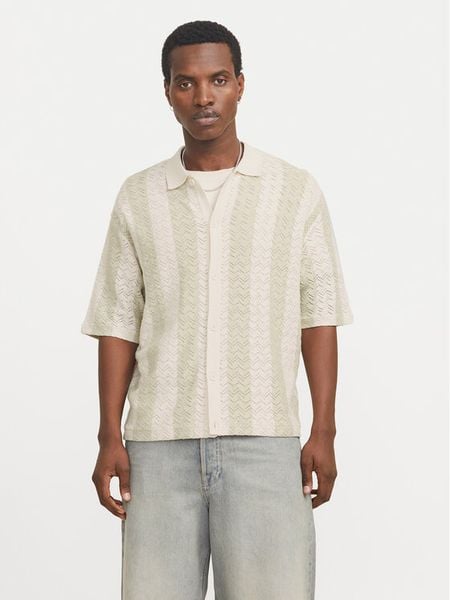 Jack & Jones Koszula Tyler 12272863 Écru Loose Fit. Białe koszule męskie Jack & Jones, m, bez wzorów, bez kołnierzyka, bez ramiączek. Za 189.99 zł.