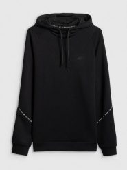 4F Bluza dresowa regular z kapturem męska - czarna L. Czarne bluzy męskie 4f, l, bez wzorów, z dresówki, z kapturem. Za 199.99 zł.