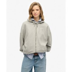 Bluza z kapturem Studios Zip. Szare bluzy sportowe damskie Superdry., bez wzorów, z kapturem. W wyprzedaży za 278.40 zł.