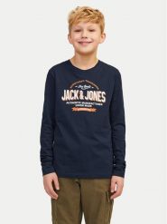 Jack & Jones Junior Bluzka Logo 12258882 Granatowy Regular Fit. Niebieskie t-shirty dla chłopców Jack & Jones Junior, bez wzorów, z bawełny, bez ramiączek. Za 39.99 zł.