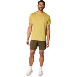 Koszulka Asics. Zielone koszulki sportowe męskie Asics, l, bez wzorów, z materiału, bez kołnierzyka, bez ramiączek, do biegania. Za 166.00 zł.