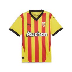 Męska koszulka domowa RC Lens 24/25 PUMA Pelé Yellow Red. Czerwone koszulki sportowe męskie Puma, l, bez wzorów, ze lnu, bez kołnierzyka, bez ramiączek, do piłki nożnej. W wyprzedaży za 275.00 zł.