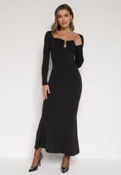 Czarna Koktajlowa Sukienka z Wiskozą i Metaliczną Ozdobą Refare. Czarne sukienki damskie Born2be, na imprezę, s, z aplikacjami, z wiskozy, eleganckie, bez kołnierzyka, bez ramiączek. Za 129.99 zł.