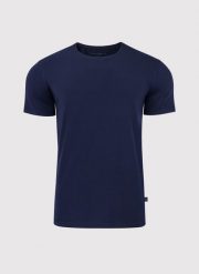 PAKO LORENTE – Granatowy gładki T-shirt Basic. Niebieskie t-shirty męskie Pako Lorente, m, bez wzorów, z bawełny, klasyczne, bez kołnierzyka. Za 79.99 zł.