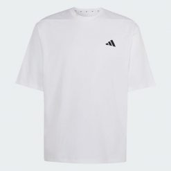 Koszulka z grafiką PrimeLift Essentials Workout. Białe koszulki sportowe męskie Adidas, m, bez wzorów, z bawełny, bez kołnierzyka, bez ramiączek, na fitness i siłownię. Za 179.00 zł.