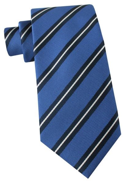 Klasyczny Krawat Klubowy - Alties - w Prążek, Niebieski. Niebieskie krawaty i muchy Alties, bez wzorów, z tkaniny, eleganckie. Za 55.00 zł.