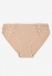 Beżowe Bawełniane Majtki Figi o Klasycznym Fasonie Venalice. Brązowe figi damskie Renee, l, z aplikacjami, z bawełny. Za 9.99 zł.
