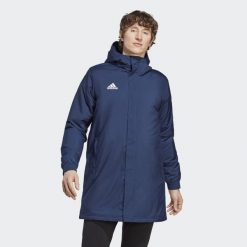 Entrada 22 Stadium Jacket. Niebieskie kurtki sportowe męskie Adidas, m, bez wzorów, z materiału, do piłki nożnej. Za 269.00 zł.