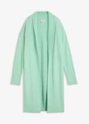 Długi sweter rozpinany. Zielone kardigany damskie bonprix, bez wzorów, długie. Za 129.99 zł.