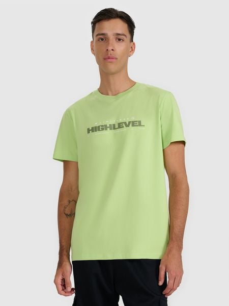 4F T-shirt regular z nadrukiem męski - zielony XL. Zielone t-shirty męskie 4f, m, bez wzorów, z bawełny, bez kołnierzyka. W wyprzedaży za 49.99 zł.