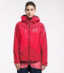Kurtka Damska Turystyczna Spitz Jacket Women Scarlet Red/Dala Red. Czerwone kurtki damskie Haglöfs, l, bez wzorów, z gore-texu, z kapturem. Za 899.00 zł.