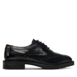 Oxfordy Tommy Hilfiger. Czarne półbuty damskie Tommy Hilfiger, bez wzorów, bez obcasa, bez zapięcia. Za 639.99 zł.