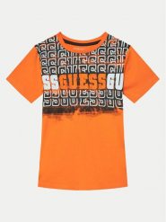 Guess T-Shirt L5RI23 K8HM4 Pomarańczowy Regular Fit. Brązowe t-shirty dla chłopców Guess, z aplikacjami, z bawełny, bez ramiączek. Za 59.99 zł.