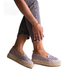 Szare espadryle Big Star JJ274890. Szare espadryle damskie na lato, bez wzorów, eleganckie, bez obcasa, bez zapięcia. Za 158.90 zł.