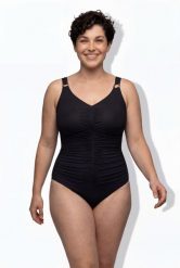 Damski Kostium kąpielowy kaktusy miękkie miseczki ozdobne kółka. Czarne kostiumy jednoczęściowe damskie Ulla Popken, plus size, bez wzorów, z elastanu, plus size, do pływania. Za 191.99 zł.