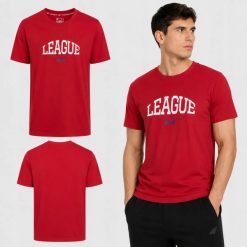 T-SHIRT MĘSKI 4F KOSZULKA SPORTOWA Z NADRUKIEM BAWEŁNIANA M3326 SS26. Czerwone koszulki sportowe męskie 4f, m, bez wzorów, z bawełny, bez kołnierzyka, bez ramiączek, na fitness i siłownię. Za 181.97 zł.
