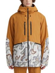 Kurtka narciarska męska O'NEILL Texture Jacket. Brązowe kurtki snowboardowe męskie O'Neill, m, bez wzorów, z materiału, długie, bez kaptura, narciarskie. Za 999.00 zł.