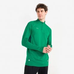 Bluza piłkarska Kipsta CLR półsuwak. Niebieskie bluzy męskie KIPSTA, xl, bez wzorów, z materiału, bez kaptura, na fitness i siłownię. Za 149.99 zł.