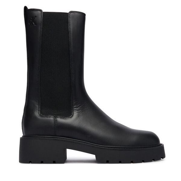 Sztyblety Calvin Klein. Czarne botki damskie Calvin Klein, bez obcasa, na płaskiej podeszwie, bez zapięcia. Za 639.99 zł.