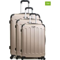 Walizki (3 szt.) "Madrid" w kolorze złotym. Walizki męskie BlueStar, z tworzywa sztucznego. W wyprzedaży za 434.95 zł.