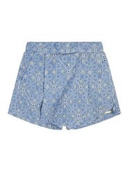 Guess Szorty materiałowe J3RD20 WF6Q0 Niebieski Loose Fit. Niebieskie spodenki dla dziewczynek Guess, z aplikacjami, z materiału. Za 199.99 zł.