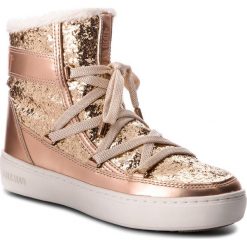 Śniegowce MOON BOOT - Pulse Z.Glitter 24103100002 Gold. Żółte kozaki damskie Moon Boot, z materiału. Za 750.00 zł.