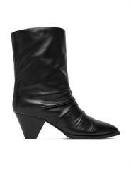 Badura Botki EO-APRIL-25FW219 Czarny. Czarne botki damskie Badura, ze skóry, bez obcasa, na słupku, bez zapięcia. Za 459.99 zł.