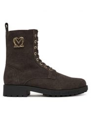 LOVE MOSCHINO Trzewiki JA24254G0NIG0313 Brązowy. Brązowe botki damskie Love Moschino, ze skóry, bez obcasa, na płaskiej podeszwie, bez zapięcia. Za 899.99 zł.