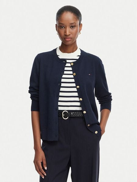 Tommy Hilfiger Kardigan Cable Fine WW0WW42370 Granatowy Regular Fit. Niebieskie kardigany damskie Tommy Hilfiger, s, bez wzorów, z syntetyku, bez kołnierzyka, bez ramiączek, bez kaptura. Za 489.99 zł.