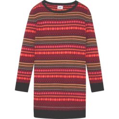 Sukienka dzianinowa w norweski wzór bonprix czerwono-czarny. Sukienki dla dziewczynek marki bonprix. Za 37.99 zł.