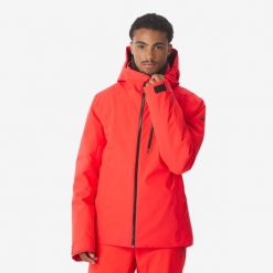 Kurtka narciarska i snowboardowa męska Quechua 500. Czerwone kurtki męskie QUECHUA, na zimę, l, bez wzorów, z materiału, z kapturem. Za 439.99 zł.